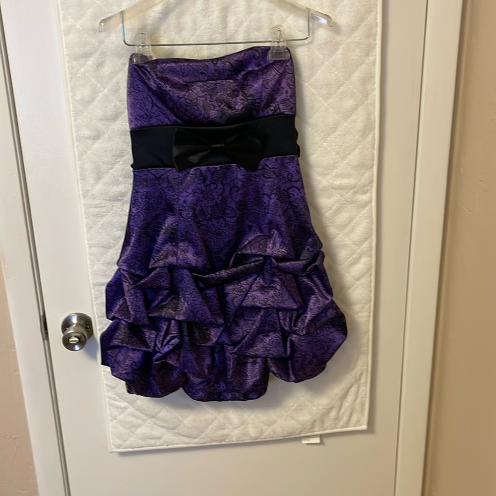 Ruby Rox size 3 purple and black homecoming/prom dress. Strapless.